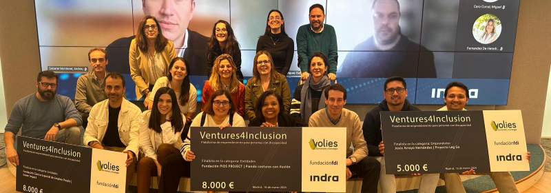 Ventures4Inclusion, la lanzadera de Indra de proyectos tecnológicos para apoyar el acceso al empleo de personas con discapacidad, premia a los proyectos más innovadores en su III Edición