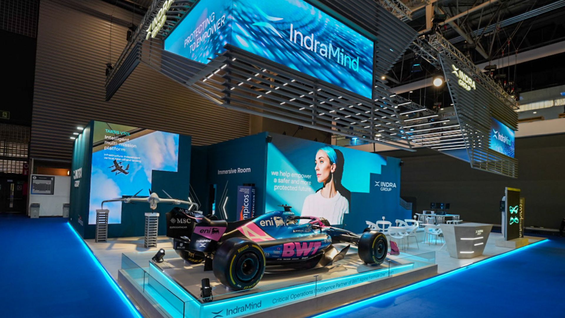 Indra Group makes an impact at Mobile World Congress with BWT Alpine Formula One Team car and its sovereign AI proposal for highly complex competitive environments